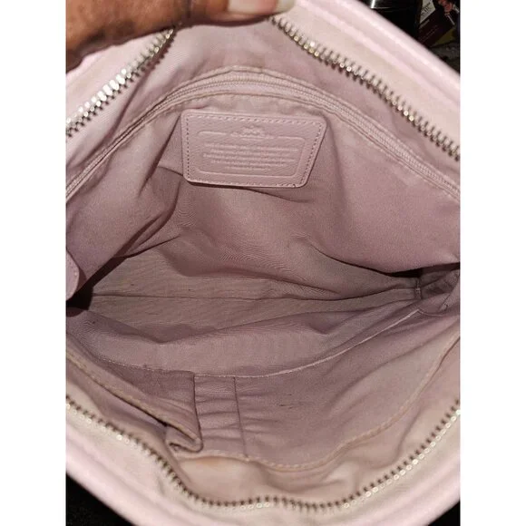 Coach F34938 Coated Canvas Signature File Khaki/Pink Crossbody Bag - Picture 12 of 16